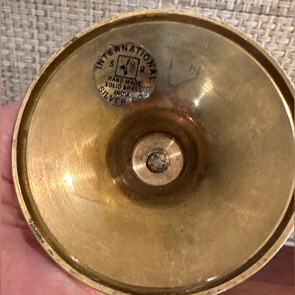 🎄🌟HP🌟VTG 1995 2 Handmade Solid Brass J-O-Y Candlestick Holders Int Silver - Picture 9 of 10